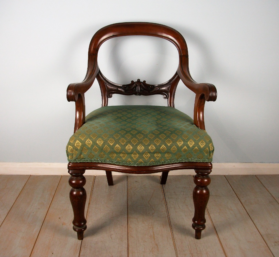 	19th Century Mahogany Balloon Back Desk Chair